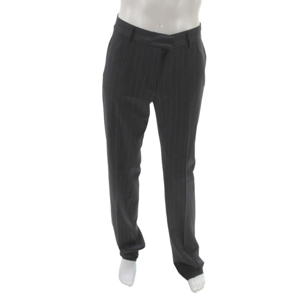 Piazza Sempione Women Striped Virgin Wool Dress Pants Gray Size 46